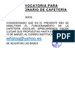 Convocatoria para Concesionario de Cafetería: Iefistoq@yahoo - Es