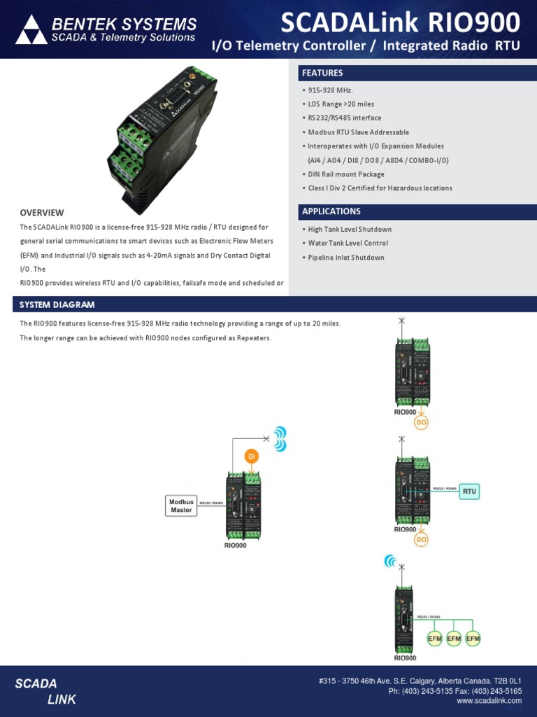 SCADALink RIO900 Telemetry Controller | PDF | Radio | Input/Output