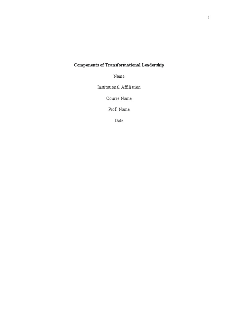 Four Components of Transformational Leadership | PDF | Transformational ...