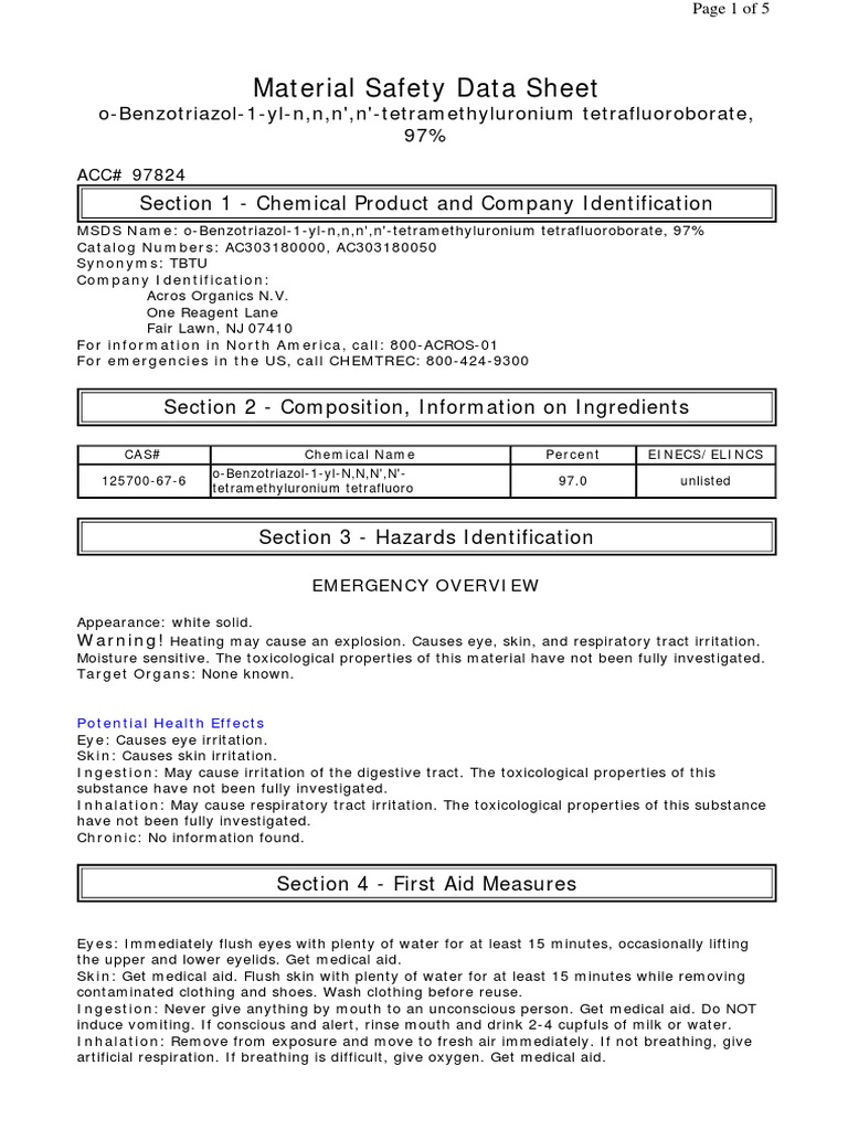 TBTU Material Safety Data Sheet | PDF