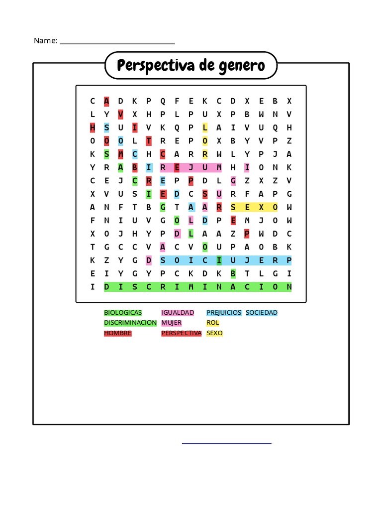 Sopa de letras sobre equidad de género | PDF