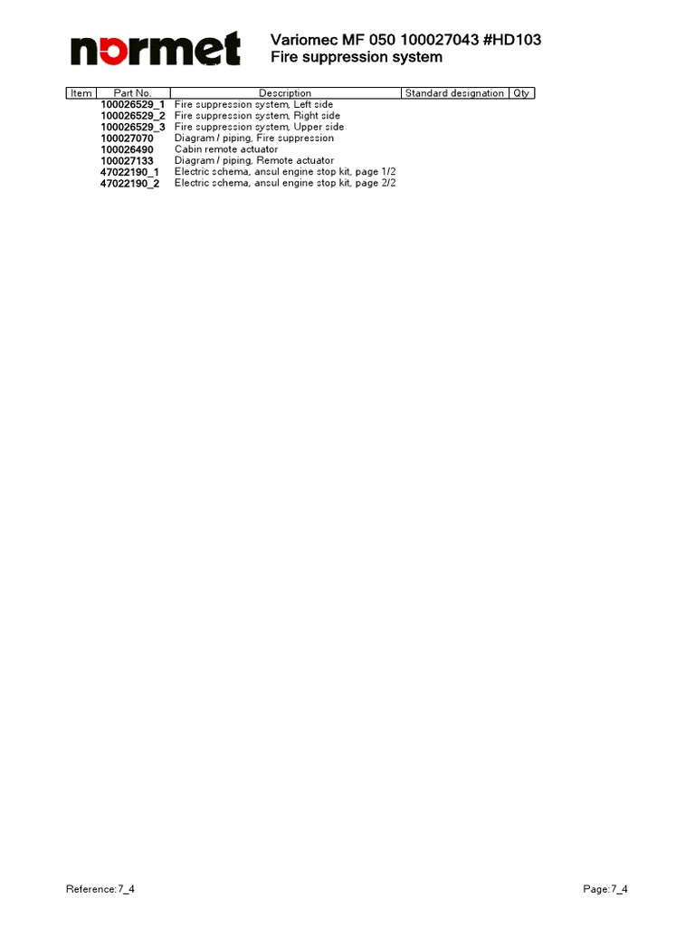 Variomec MF 050 Fire Suppression Parts | PDF | Screw | Relay