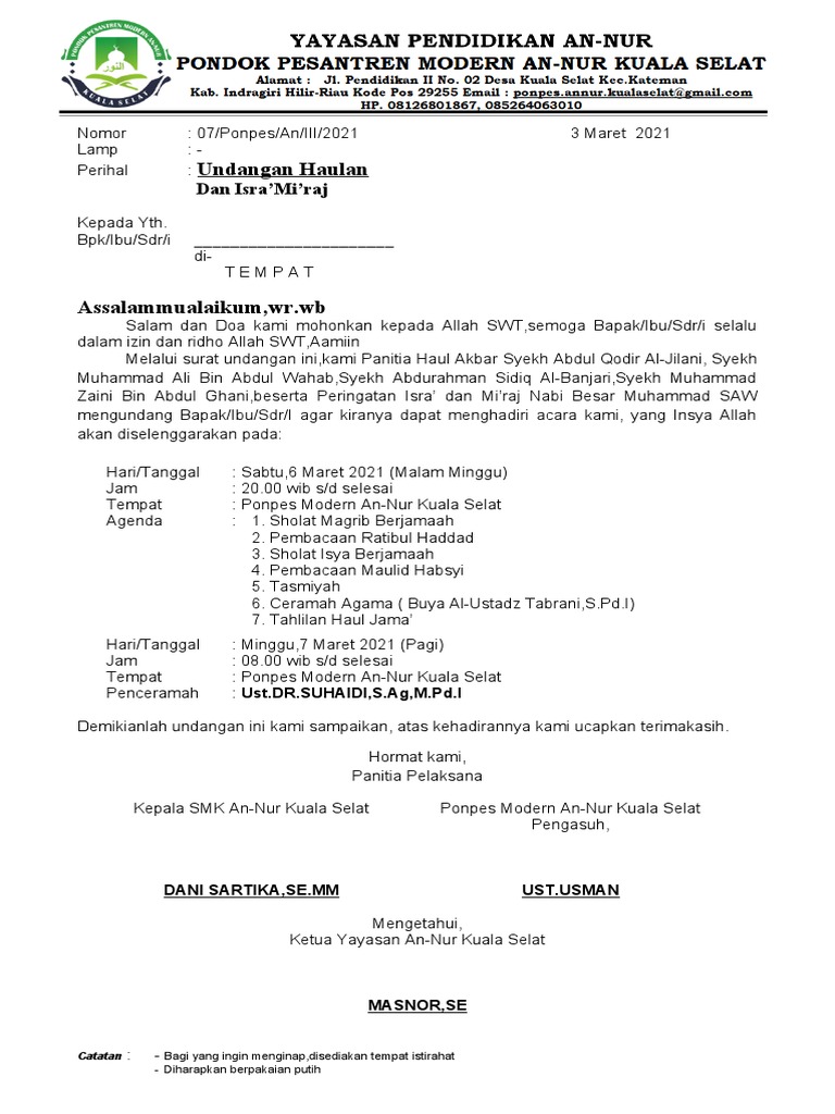 Contoh Undangan Haulan | PDF