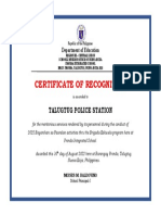 Certificate Recognition Awarded Talugtug Police Station Brigada Eskwela 2022