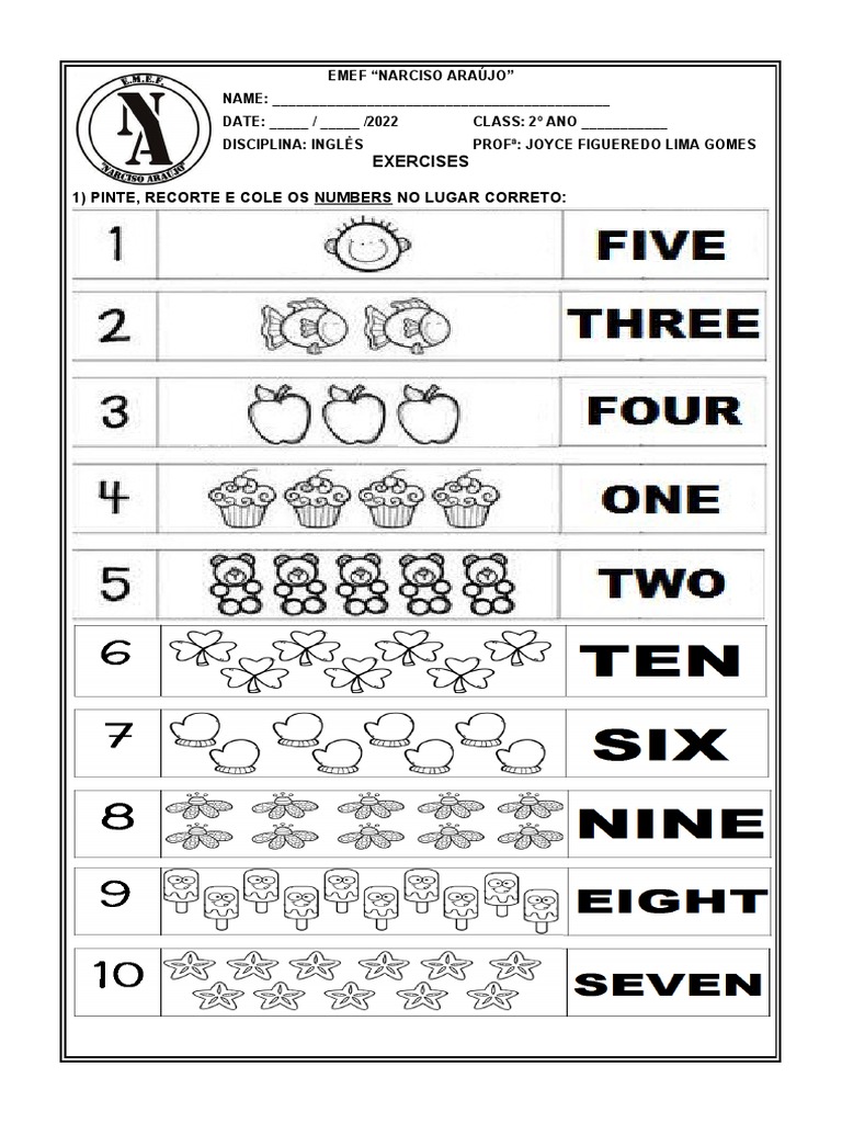 Atividade de Números em Inglês 2º Ano | PDF | Negócios | Jogos e Atividades