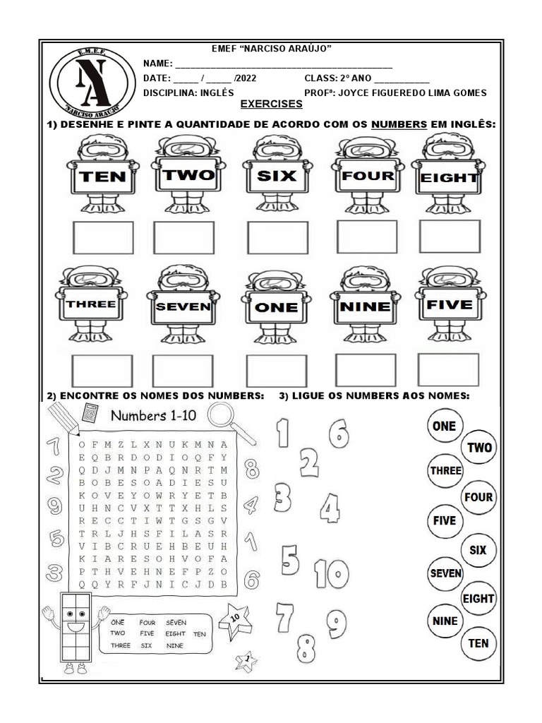 Atividades de Números em Inglês - 2º Ano | PDF | Carreira e Crescimento