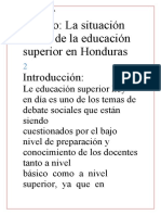 Ensayo de La Situación Actual de La Educación Superior en Honduras
