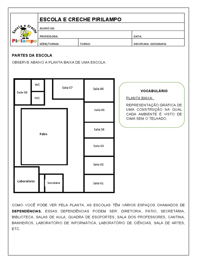 Dependências Da Escola Atividades 1º E 2º Ano Pdf 