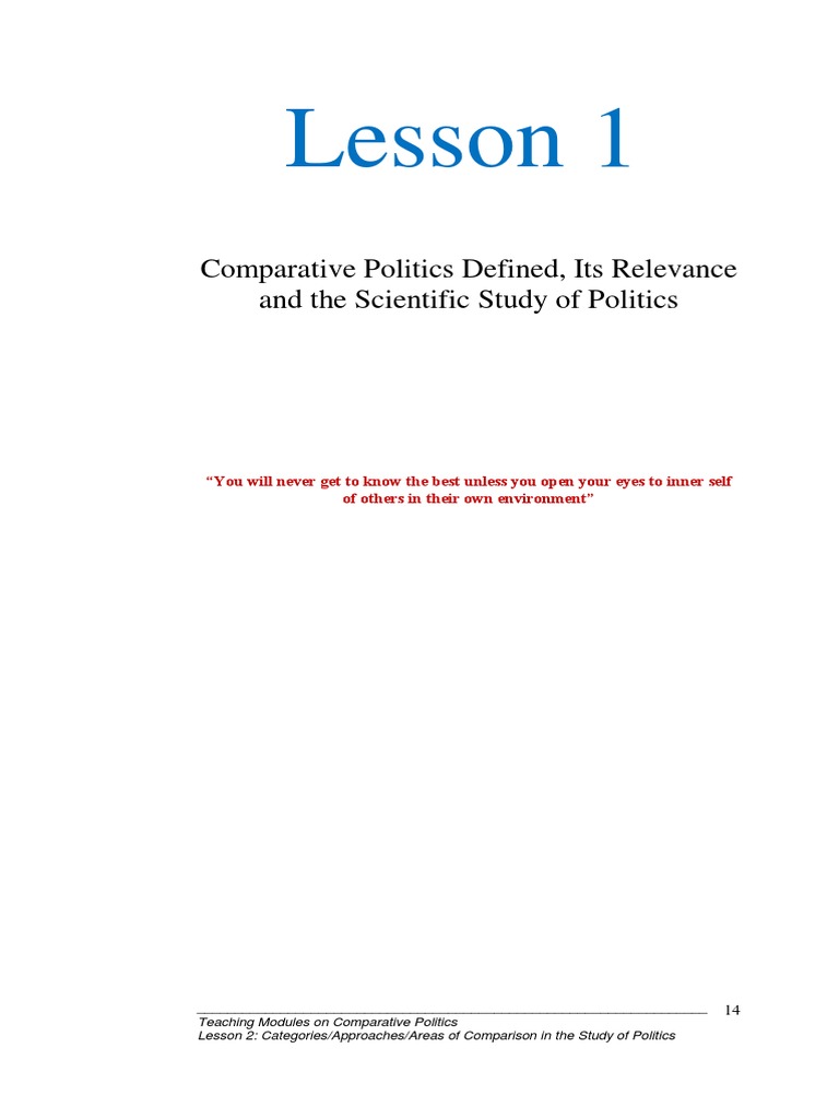 Comparative Politics PDF Experiment Constitution