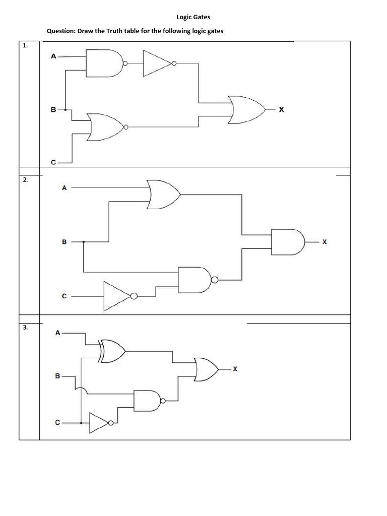 Logic Gates Circuit Questions | PDF