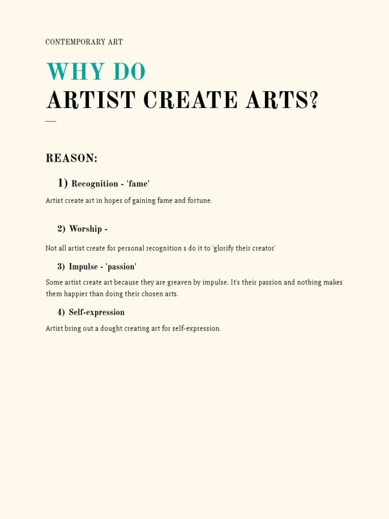 Why Do Artist Create Art PDF PDF