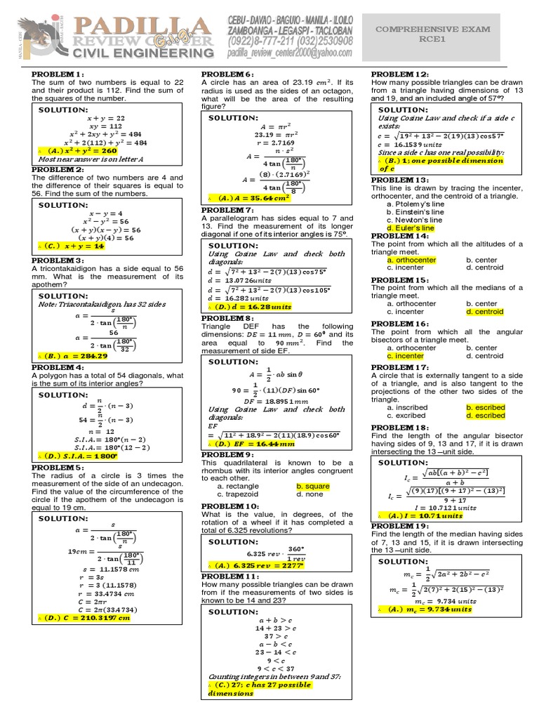 RCE1 Solutions | PDF | Trigonometric Functions | Triangle