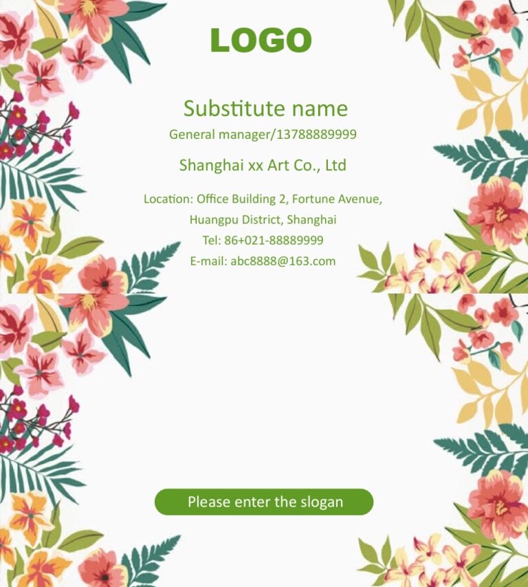 Fresh Flower Business CardWPS Office PDF