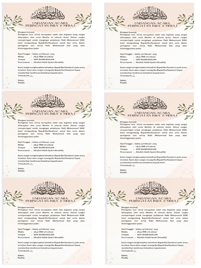 Undangan Isro Miraj | PDF