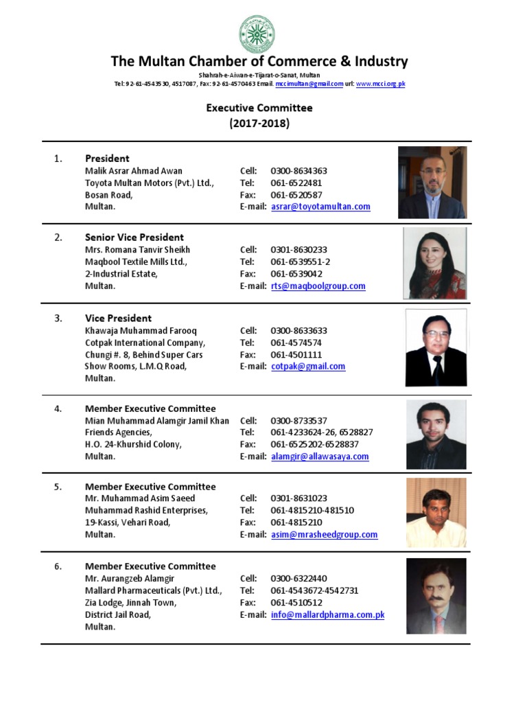 Multan Chamber of Commerce Members List | PDF