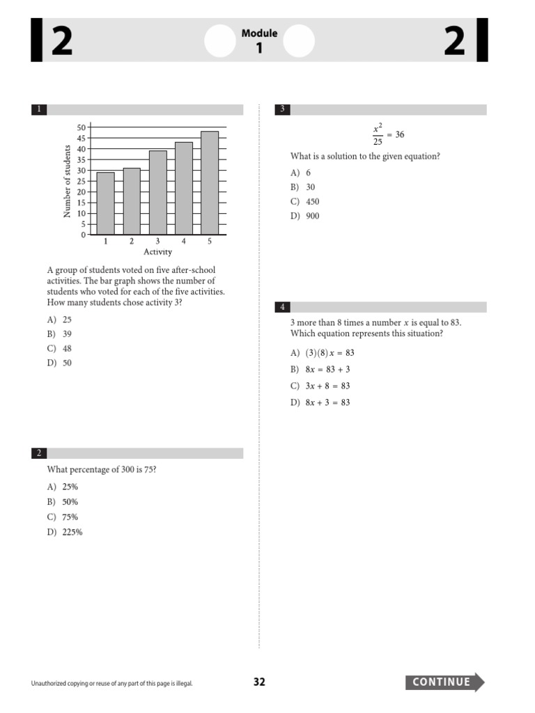 SAT Practice Test Module 1 Questions | PDF | Mathematics