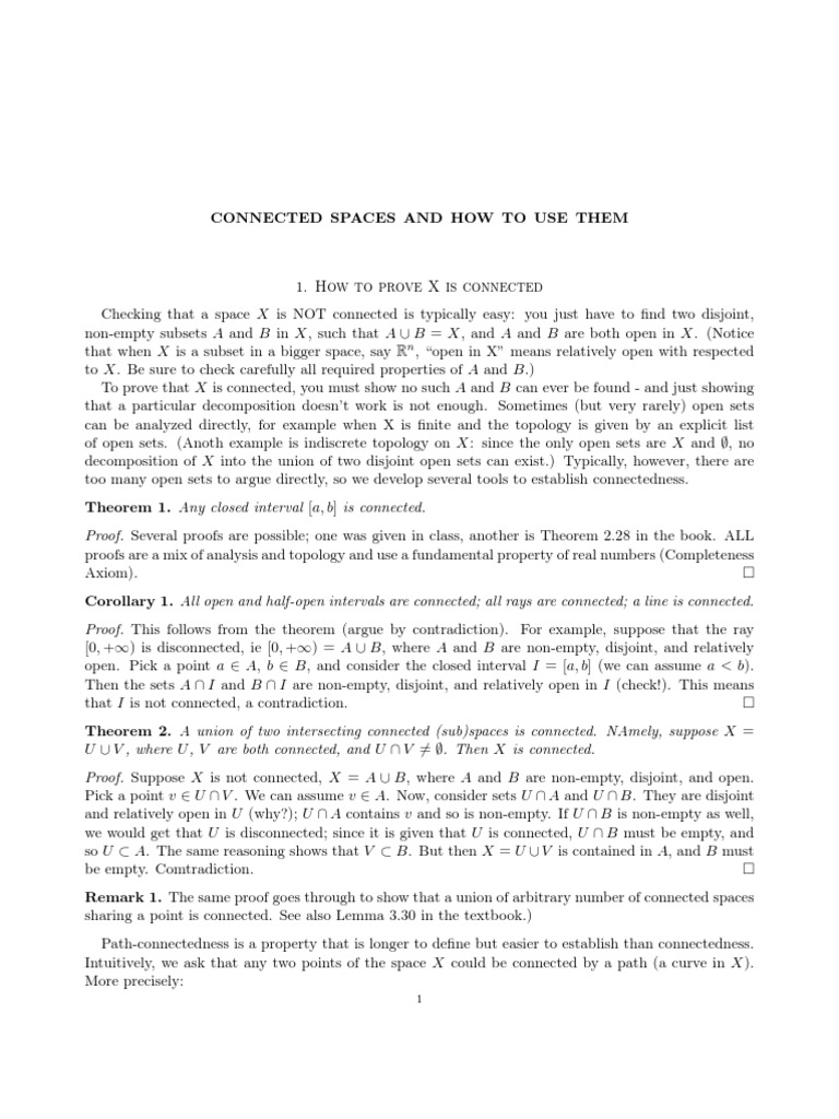 Connected Pdf Pdf Continuous Function General Topology