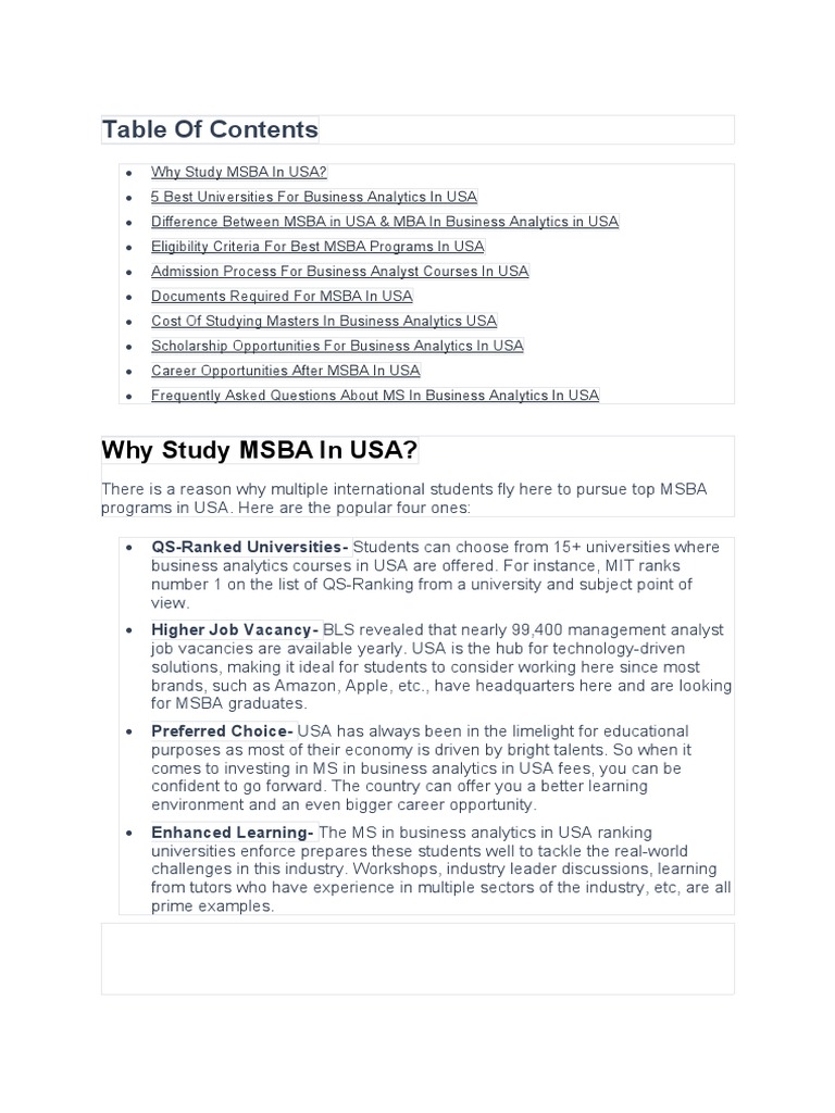 MS Business Analytics PDF Cost Of Living Graduate Record Examinations