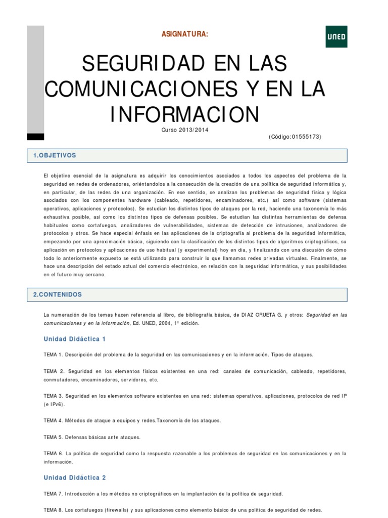 Seguridad en Las Comunicaciones y en La Informacion | PDF | Informática ...