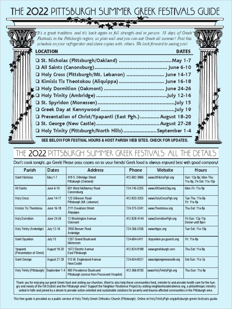 Pittsburgh Greek Festivals Guide PDF PDF Eastern Christianity