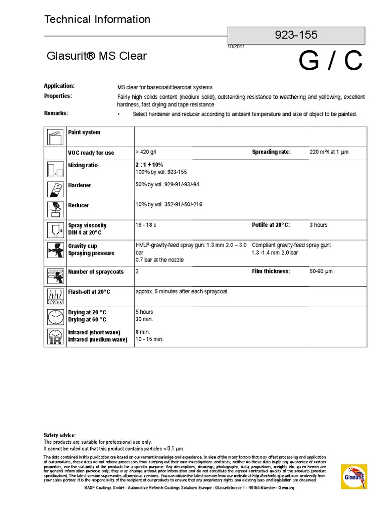 Clear 923155 Glasurit PDF Paint Chemistry