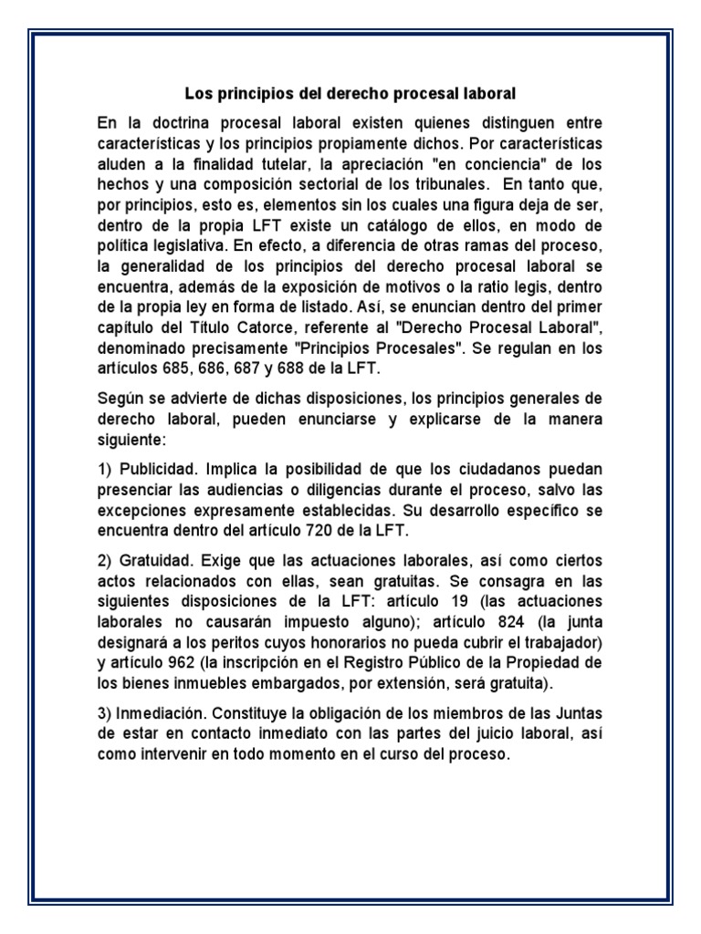 Principios del Derecho Procesal Laboral | PDF | Ley procesal | Derecho ...