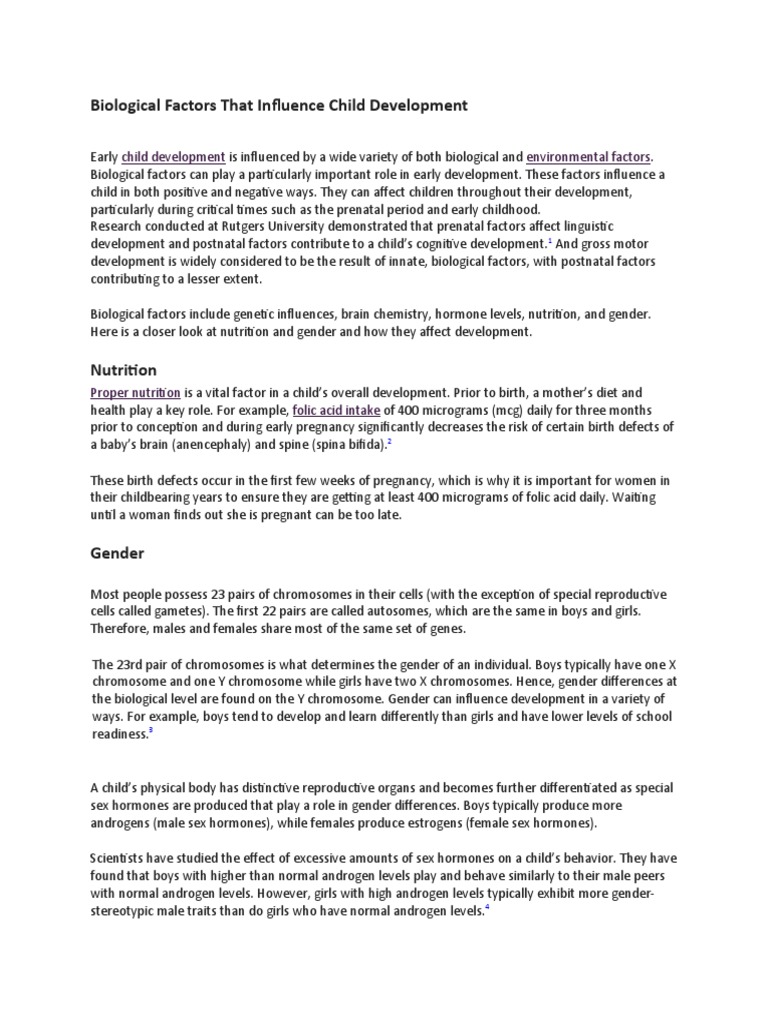 Biological Factors That Influence Child Development | PDF | Sex | Androgen