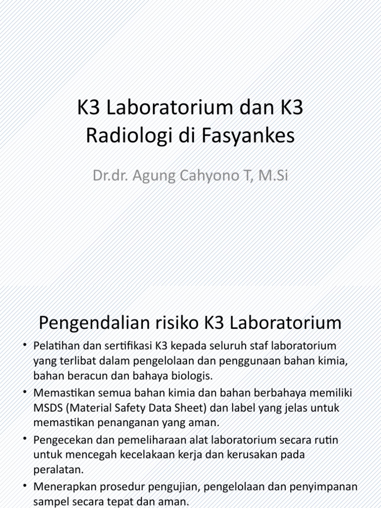 K3 Laboratorium Dan K3 Radiologi Di Fasyankes | PDF