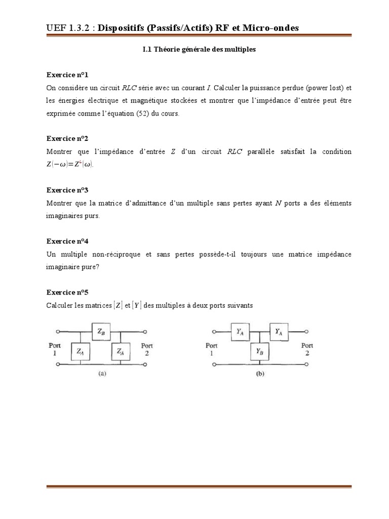 Matrices S et ABCD en RF et Micro-ondes | PDF