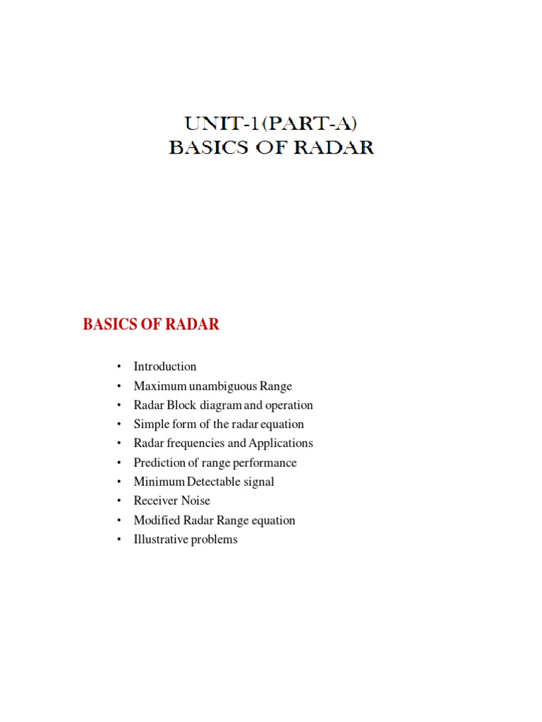 Radar Systems Jntu Lecture Notes 4 121 Pdf Download Free Pdf Radar