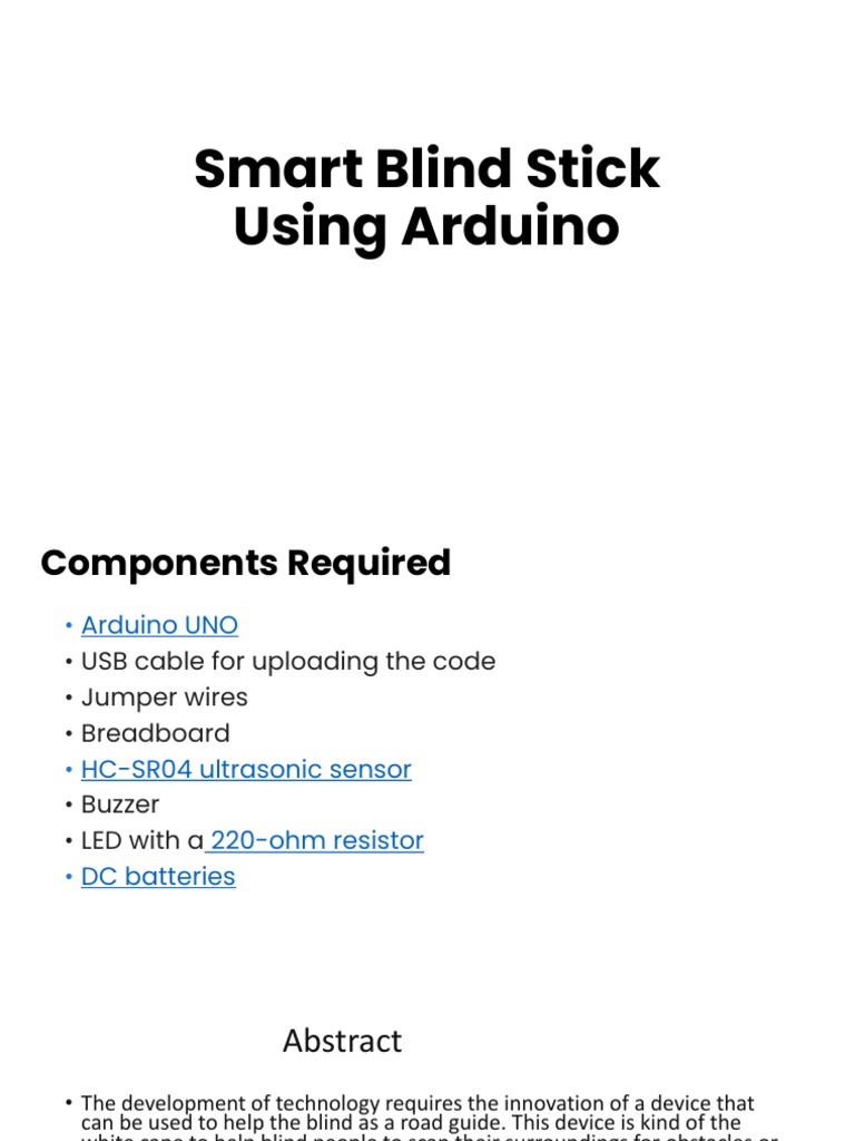 Smart Blind Stick Using Arduino Circuit Diagram