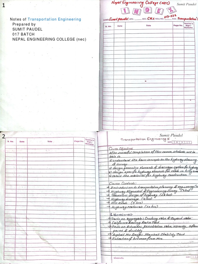 Transportation Engineering I Notes by Sumit Paudel (Nec) PDF | PDF