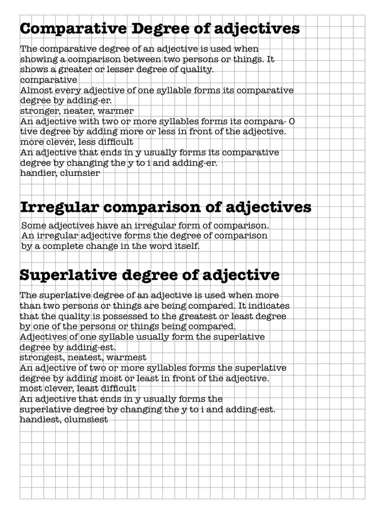 A comprehensive guide to the comparative superlative and irregular
