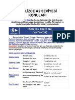 İngilizce A2 Seviyesi Konu Anlatımı PDF