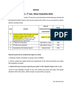 BE CSE 7th Sem Minor Project Schedule Notice