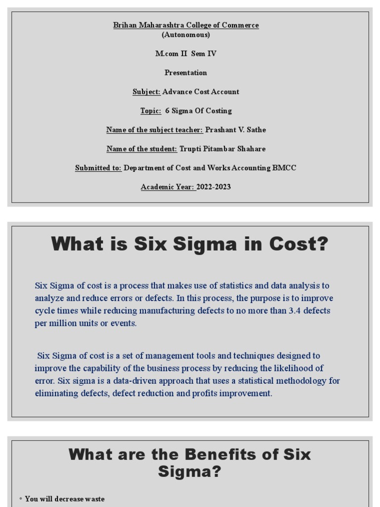 Six Sigma Cost Reduction: Analyzing the Benefits and Phases of ...