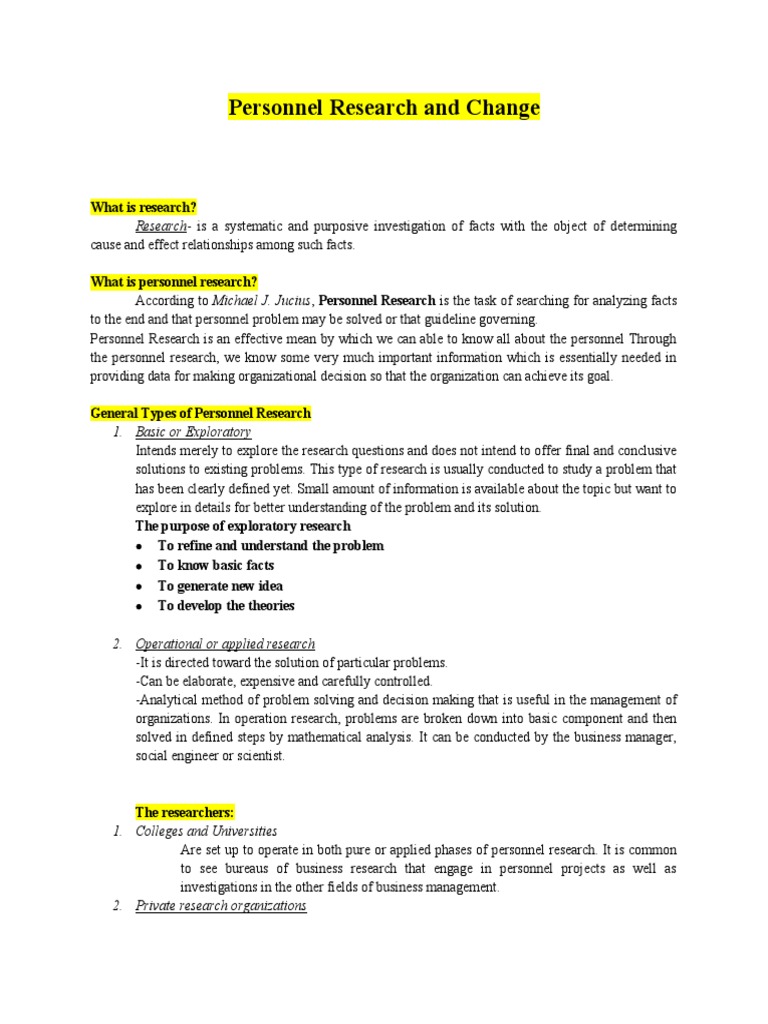 Personnel Research and Organizational Change | PDF | Human Resources ...