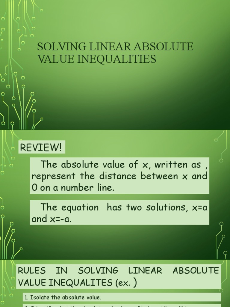 Solving linear absolute value inequalities pdf