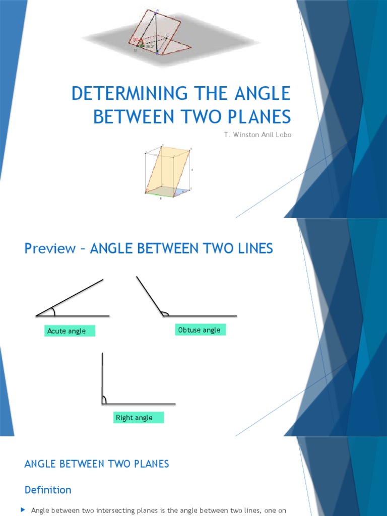 Angle Between Two Planes: Introduction, Formulas, Videos And Examples ...
