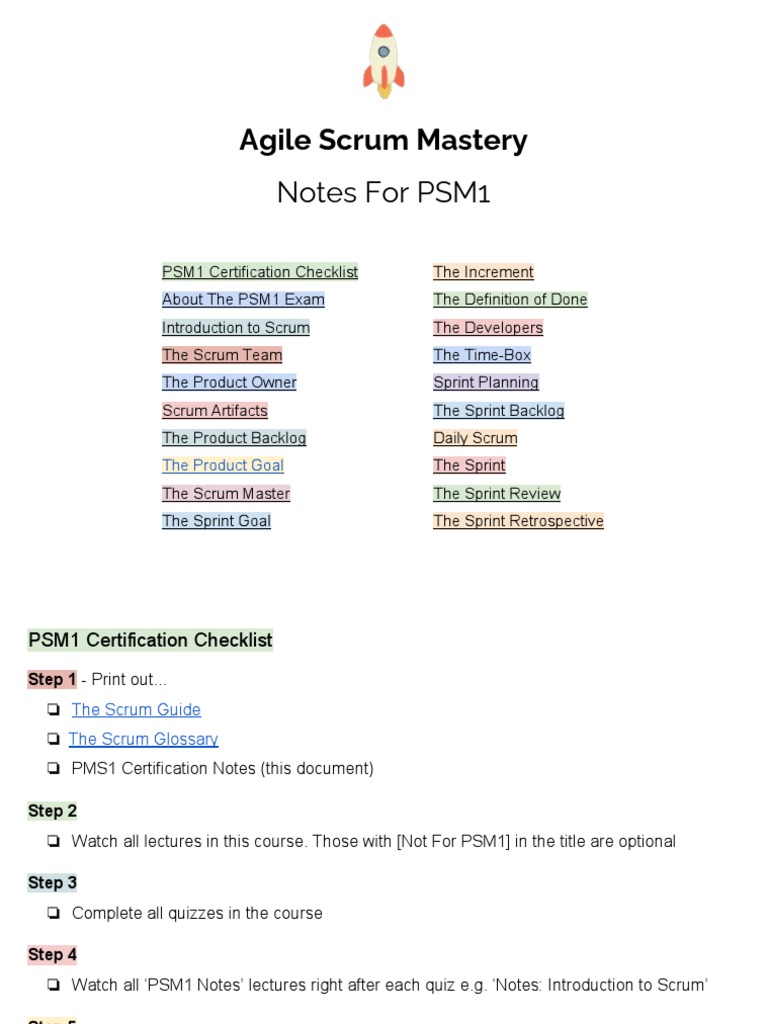 PSM1 Certification Notes | Download Free PDF | Scrum (Software ...