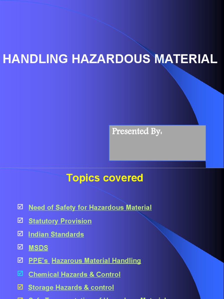 Hazardous Material Safety Guidelines | PDF | Personal Protective ...