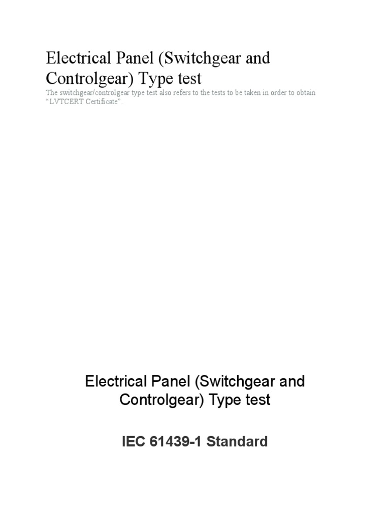 LV Switchgear Type Testing Overview | PDF | Insulator (Electricity ...