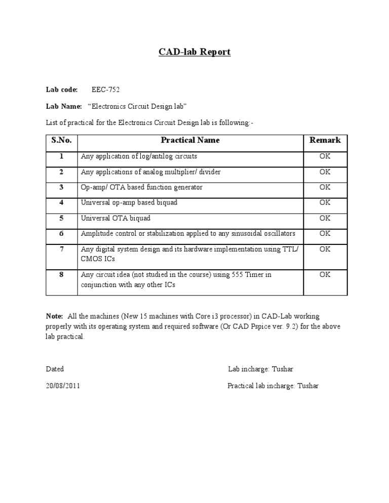 CAD-lab Report: S.No. Practical Name Remark | PDF