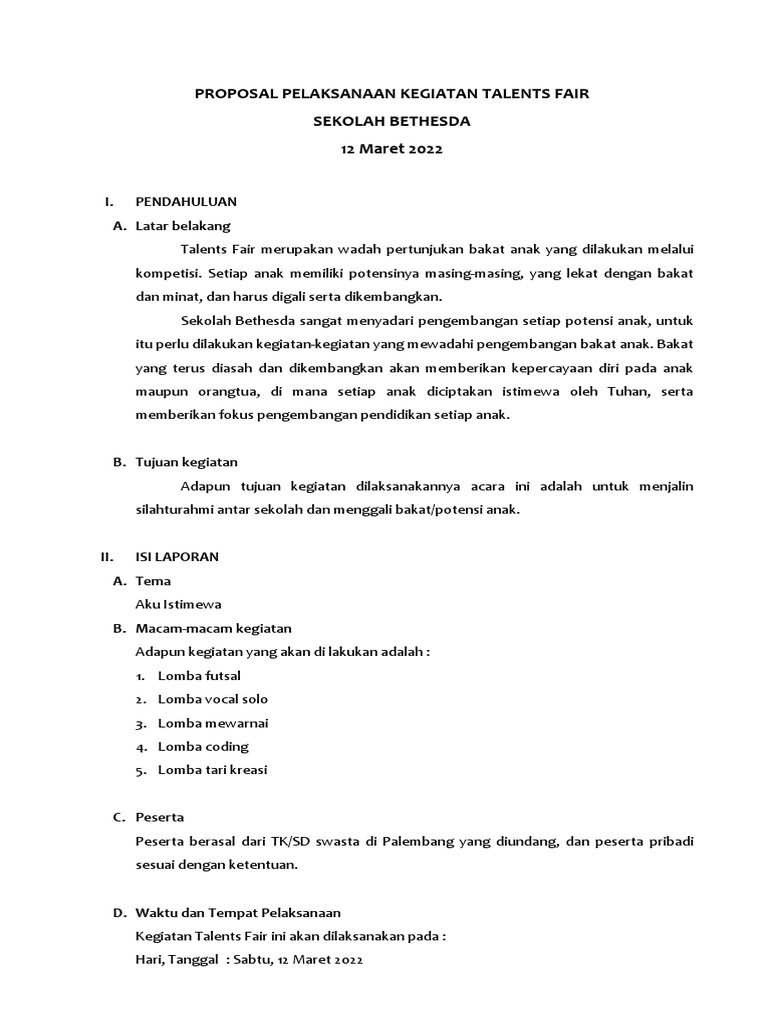 Proposal Sekolah | PDF