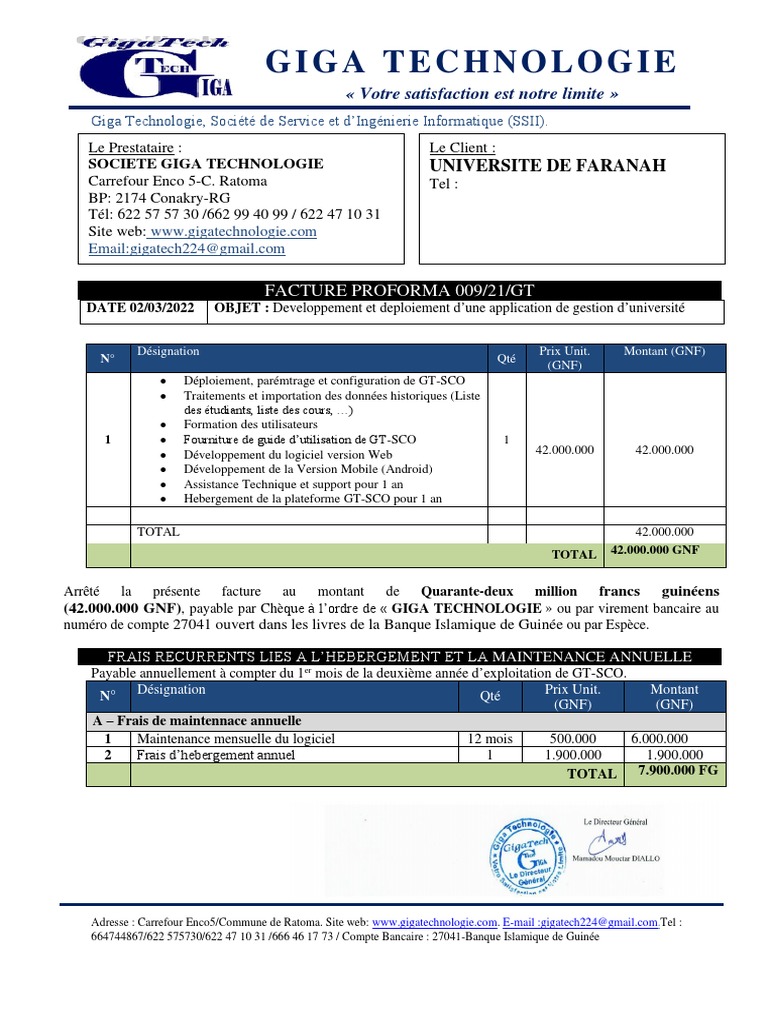 Facture Proforma pour Application Universitaire | PDF | Informatique ...