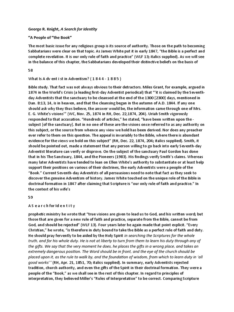 George R Knight A Search For Identity 58-61 | PDF | Seventh Day ...