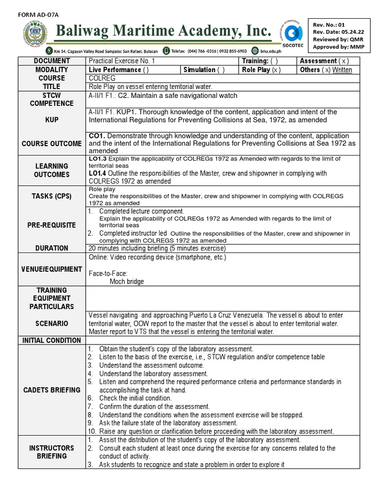 Role Play: Vessel Entering Territorial Waters | PDF | Technology ...