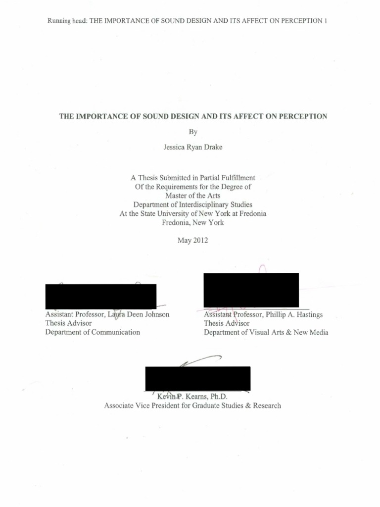 Thesis - The Importance of Sound Design & Its Affect On Perception - JR ...