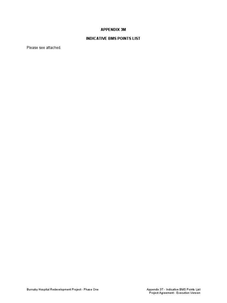 BHR Appendix 3M Indicative BMS Points List PDF Building Engineering