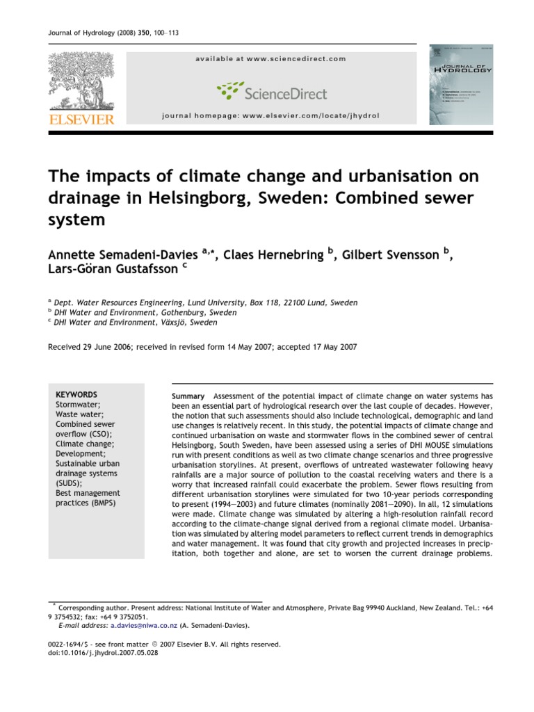 The Impacts of Climate Change and Urbanization On Drainage in ...
